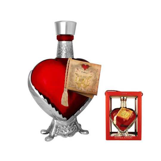 Grand Love Red Glass Heart Tequila Reposado