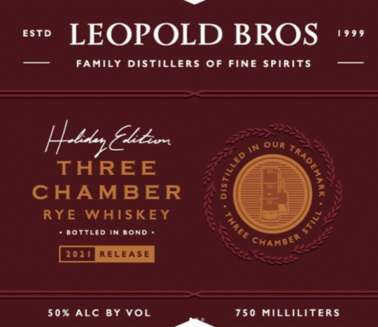 Leopold Bros Three Chamber Holiday Edition Straight Rye Whiskey